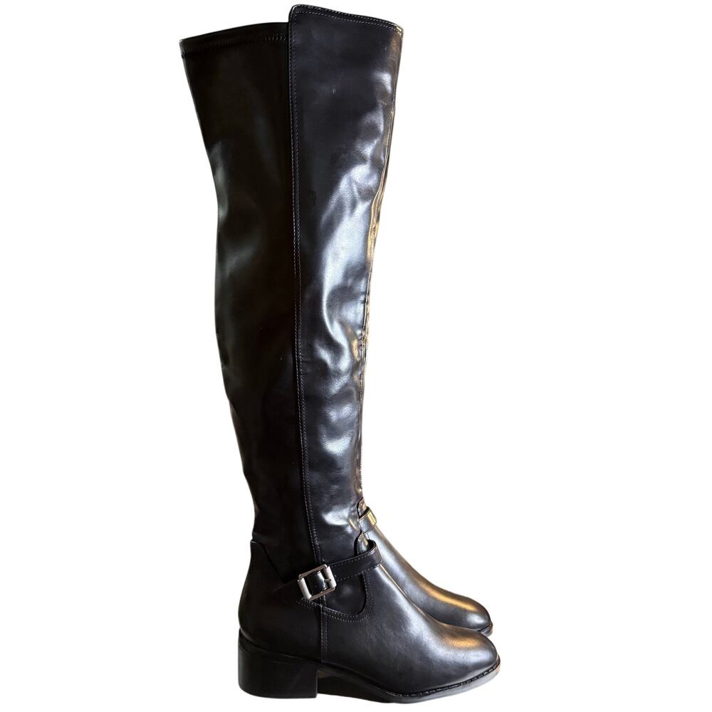 DV Dolce Vita Elyse Over-The-Knee Buckle Block Heel Boot, Black, Women's 7.5